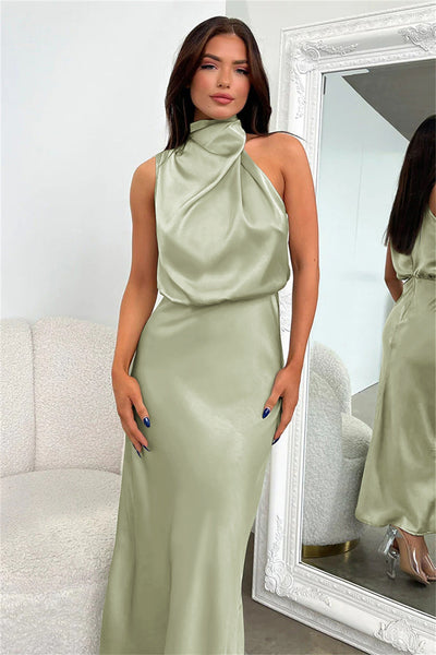 Valeria™ | Robe en satin longue avec col halter