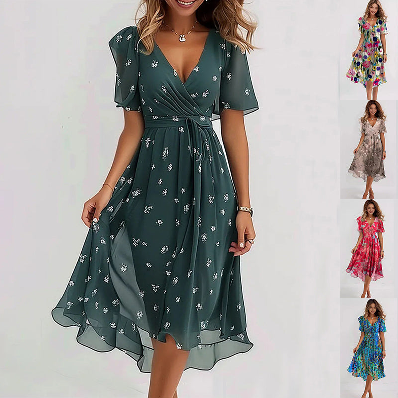 Linne | Robe Midi Fleurie Élégante