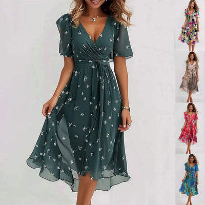 Linne | Robe Midi Fleurie Élégante