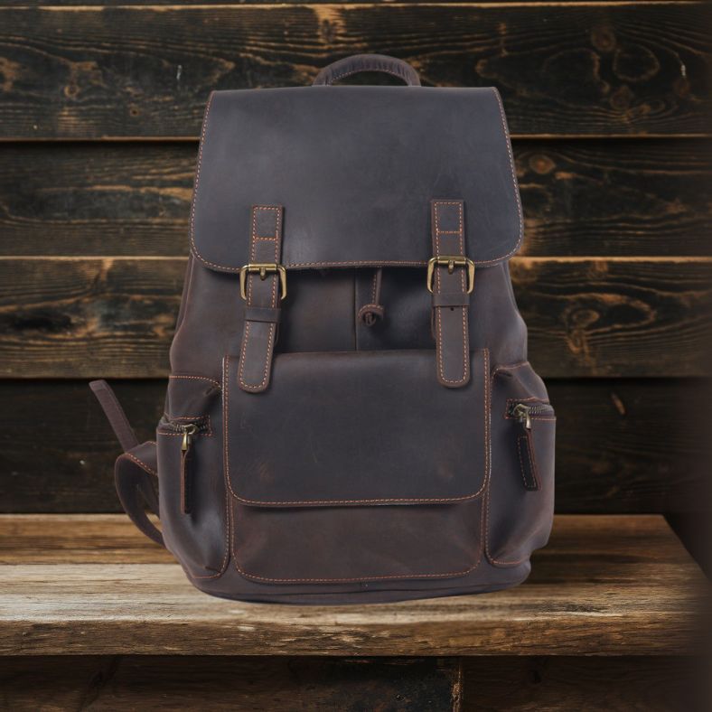 Sac à dos en cuir avec cordon de serrage | FLAM