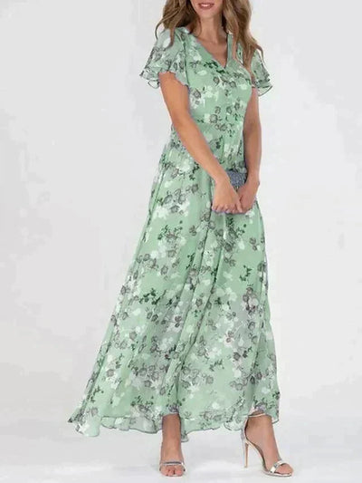 Marit | Robe Maxi Fleurie à Col V Élégante