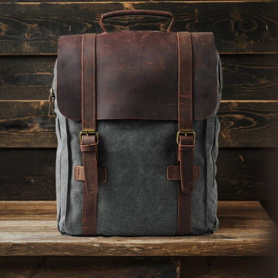 Harlan | Sac d'école en toile et cuir