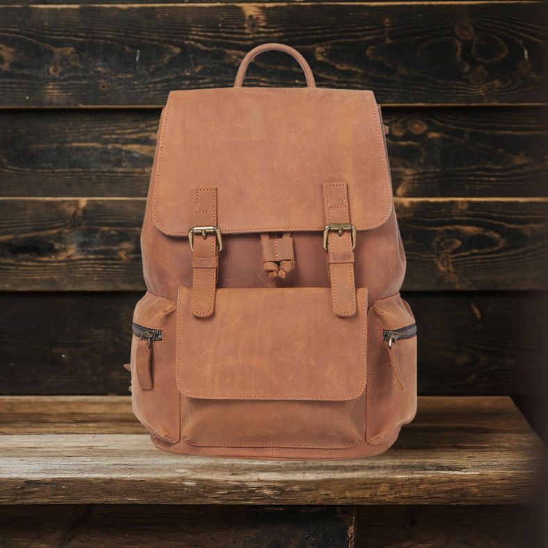 Sac à dos en cuir avec cordon de serrage | FLAM