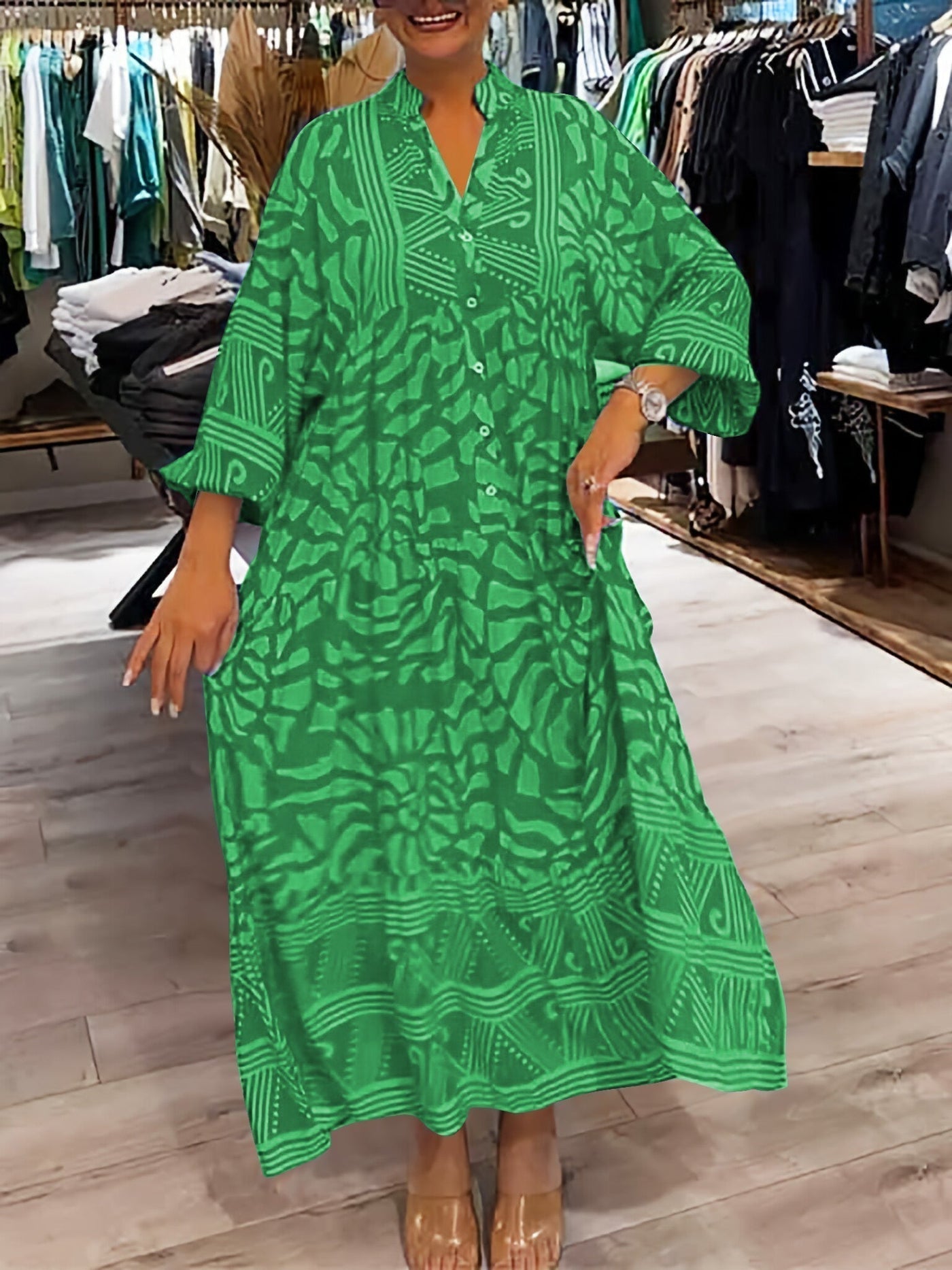 Mira | Robe imprimée avec décolleté en V (Presque épuisée)