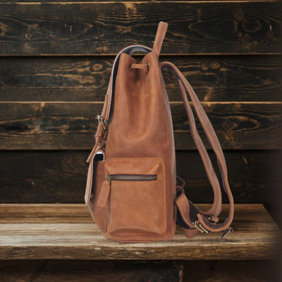 Sac à dos en cuir avec cordon de serrage | FLAM