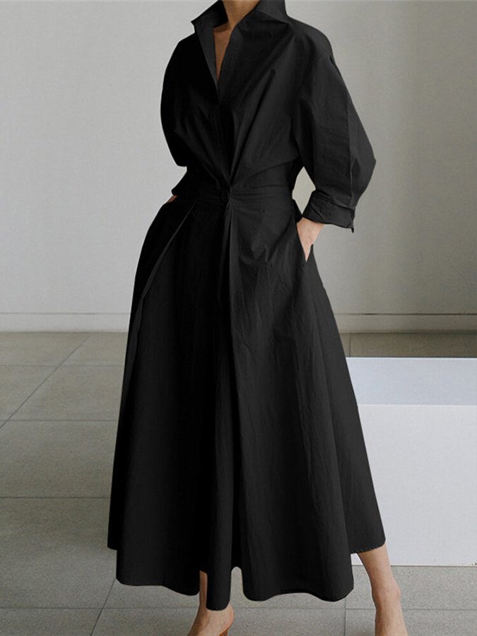 Clémence™ | Robe Midi Boutonnée