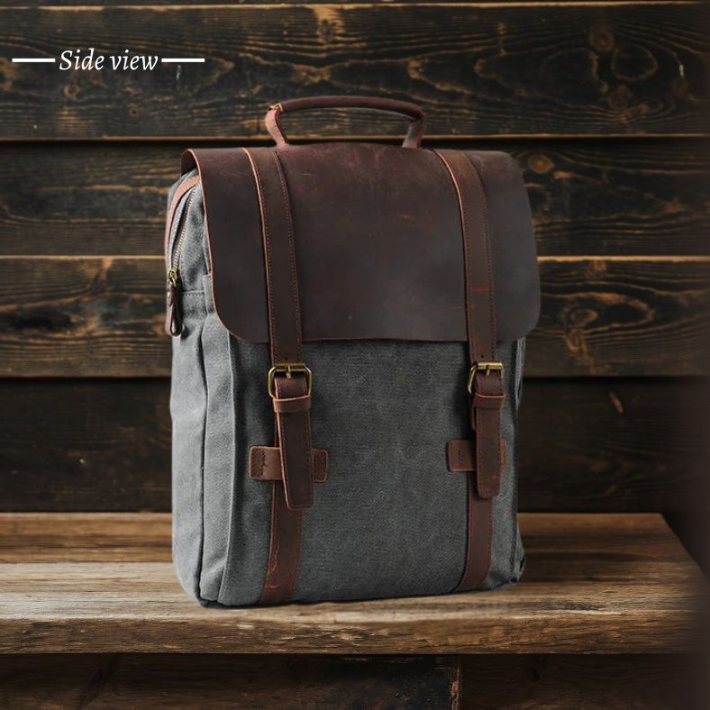 Harlan | Sac d'école en toile et cuir