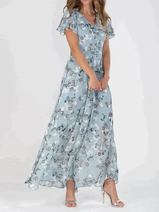 Marit | Robe Maxi Fleurie à Col V Élégante