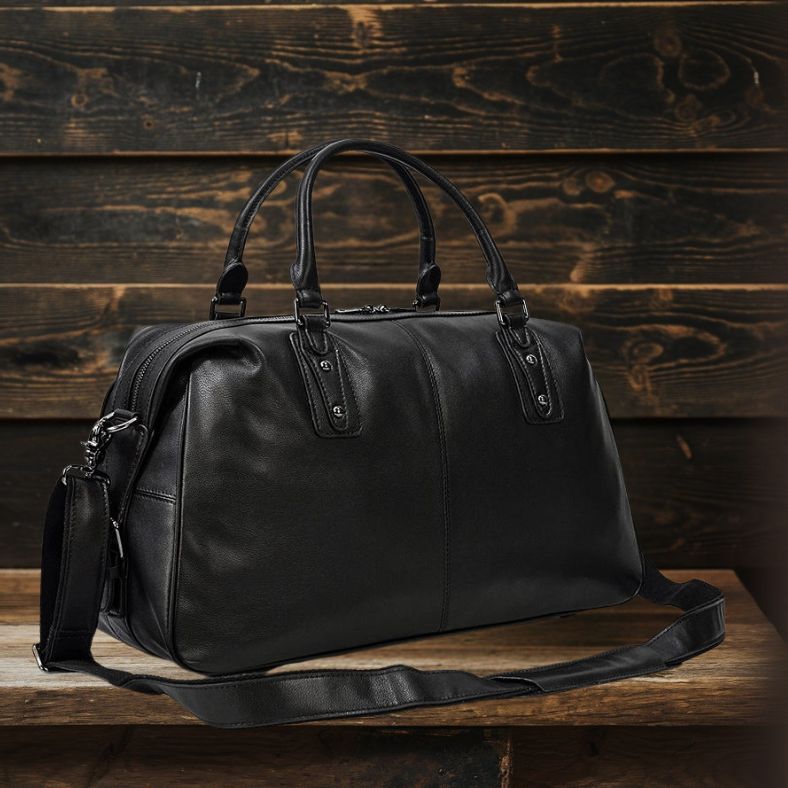 Sac de Voyage en Cuir Noir | AALBORG