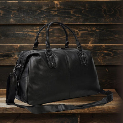 Sac de Voyage en Cuir Noir | AALBORG