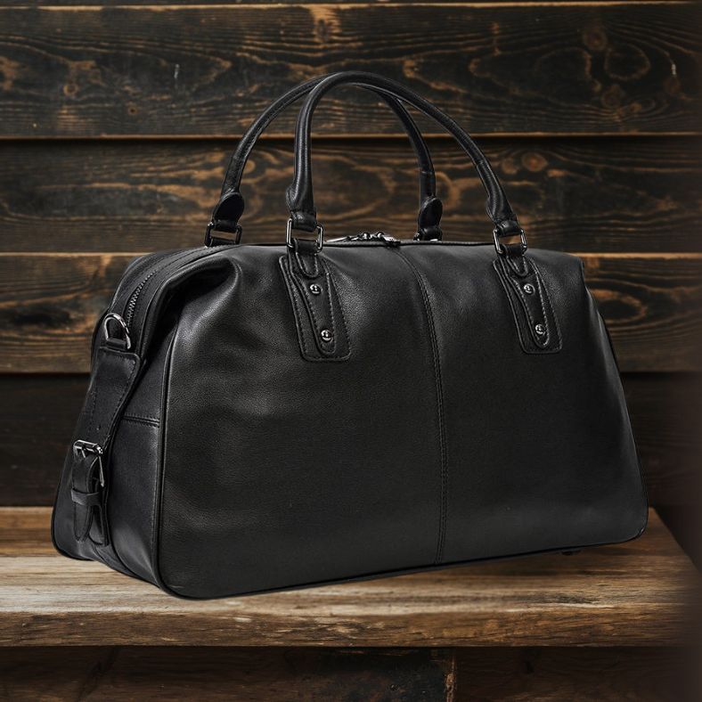 Sac de Voyage en Cuir Noir | AALBORG