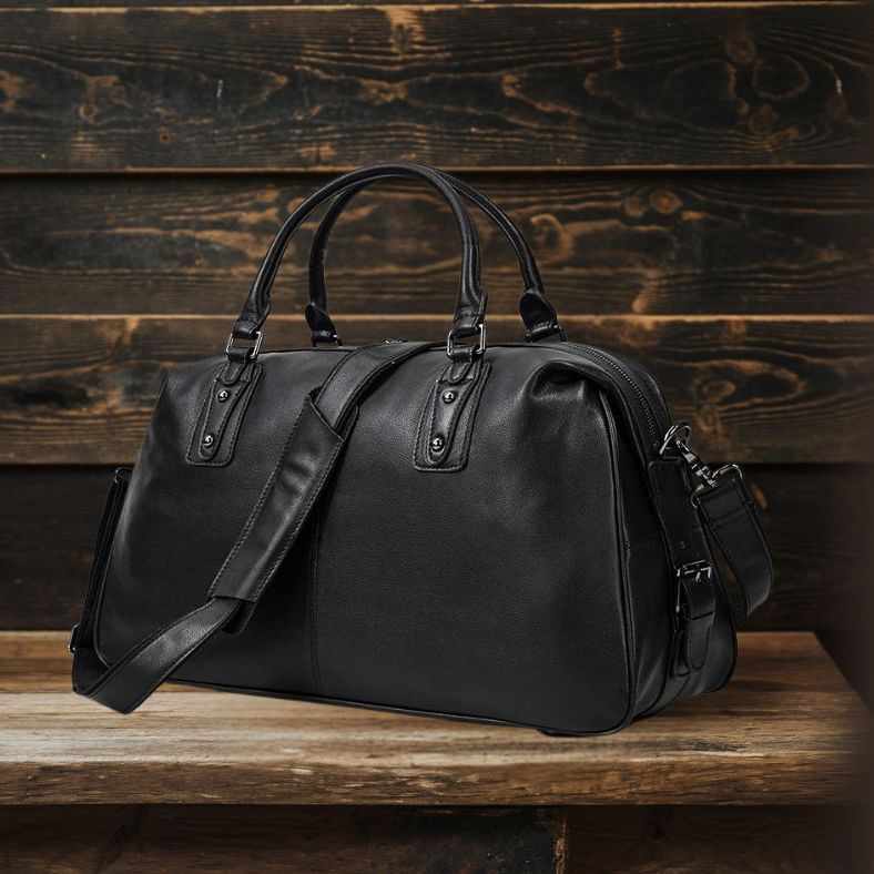 Sac de Voyage en Cuir Noir | AALBORG