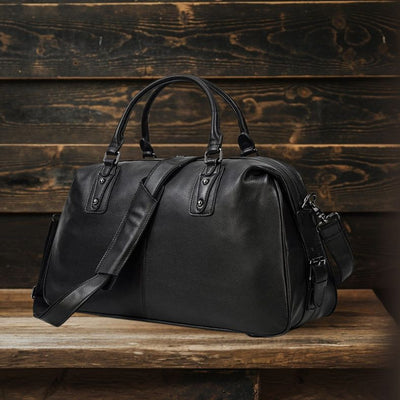 Sac de Voyage en Cuir Noir | AALBORG