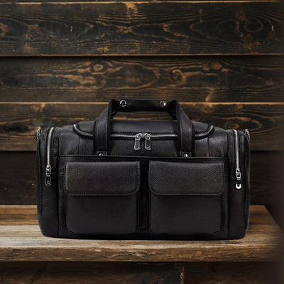 Sac de Voyage en Cuir Noir | CHARLEROI