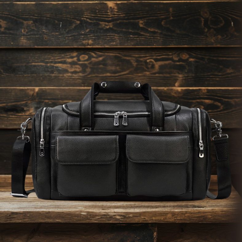 Sac de Voyage en Cuir Noir | CHARLEROI