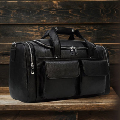 Sac de Voyage en Cuir Noir | CHARLEROI
