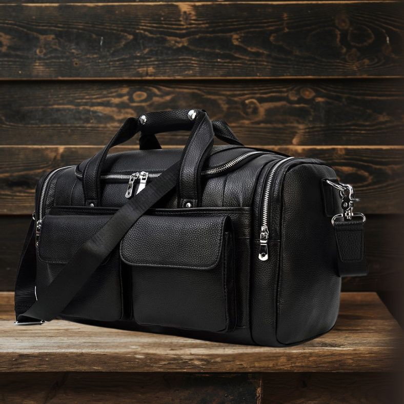 Sac de Voyage en Cuir Noir | CHARLEROI