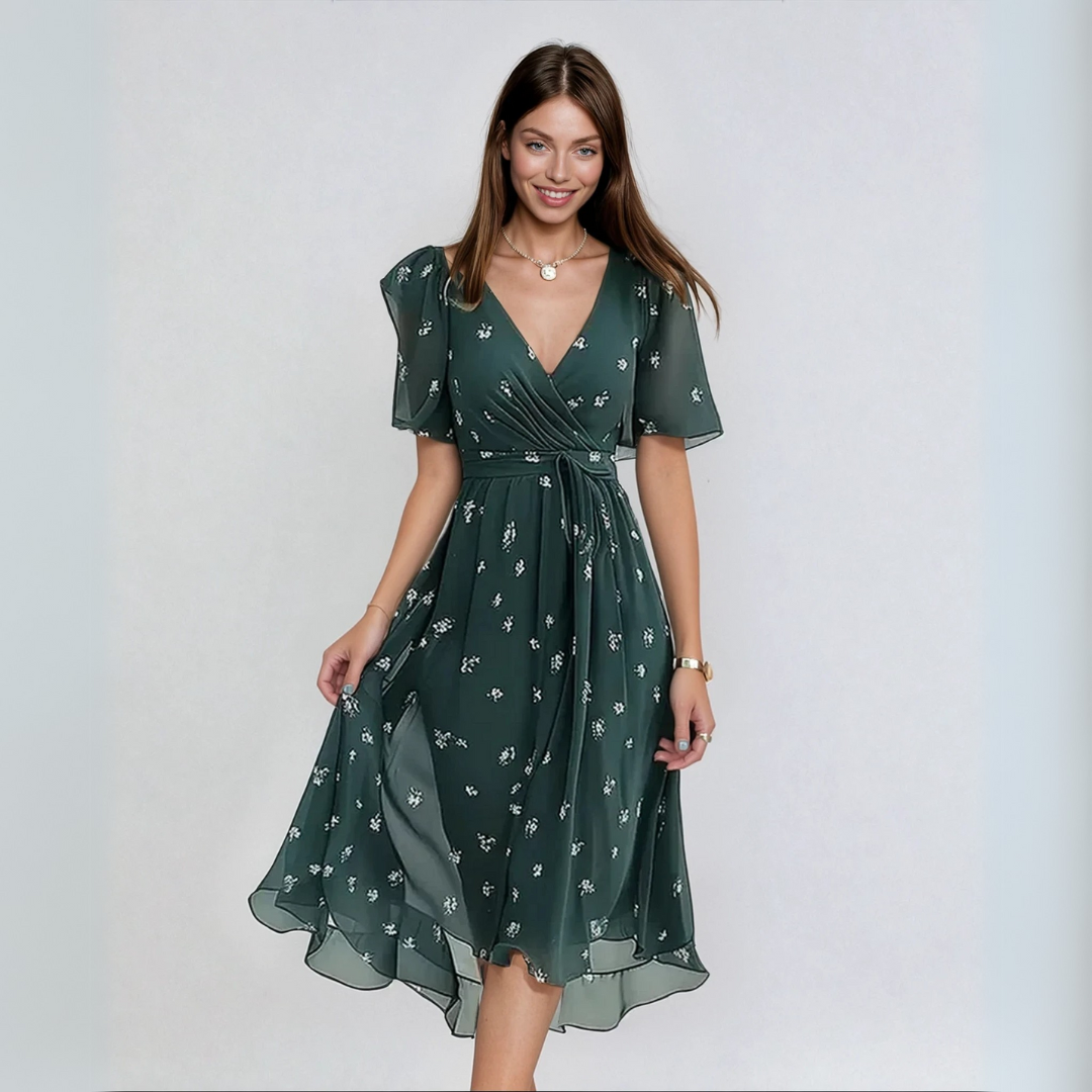 Lina™ | Élégante Robe à Manches Courtes