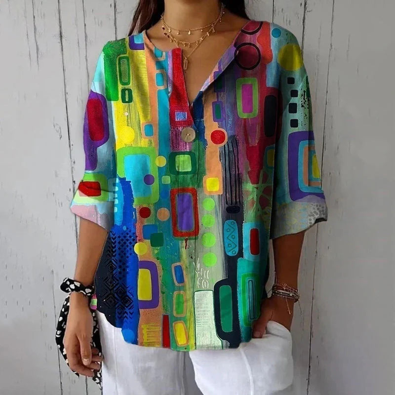 EDNA | BLOUSE À MOTIF GÉOMÉTRIQUE ÉLÉGANT