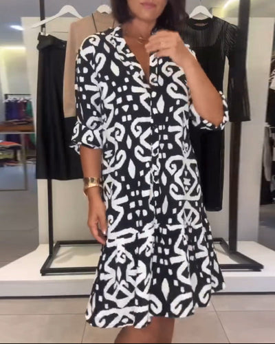 Saskia™ - Robe Élégante Imprimée à Col en V