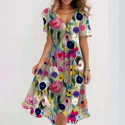 Linne | Robe Midi Fleurie Élégante
