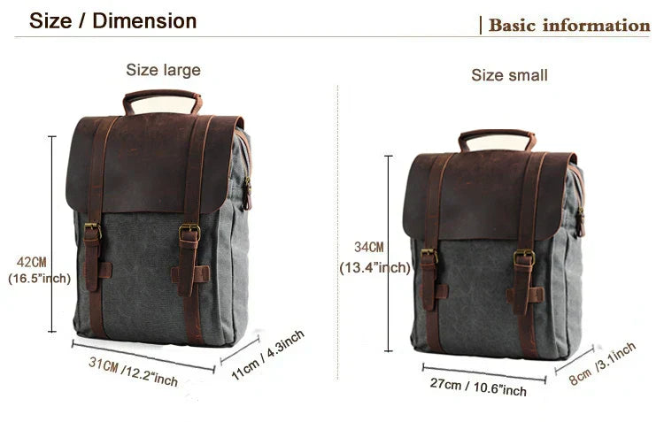 Harlan | Sac d'école en toile et cuir