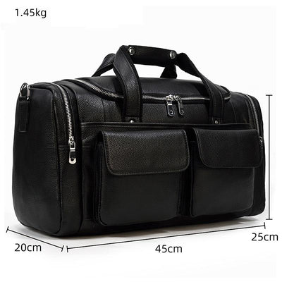 Sac de Voyage en Cuir Noir | CHARLEROI