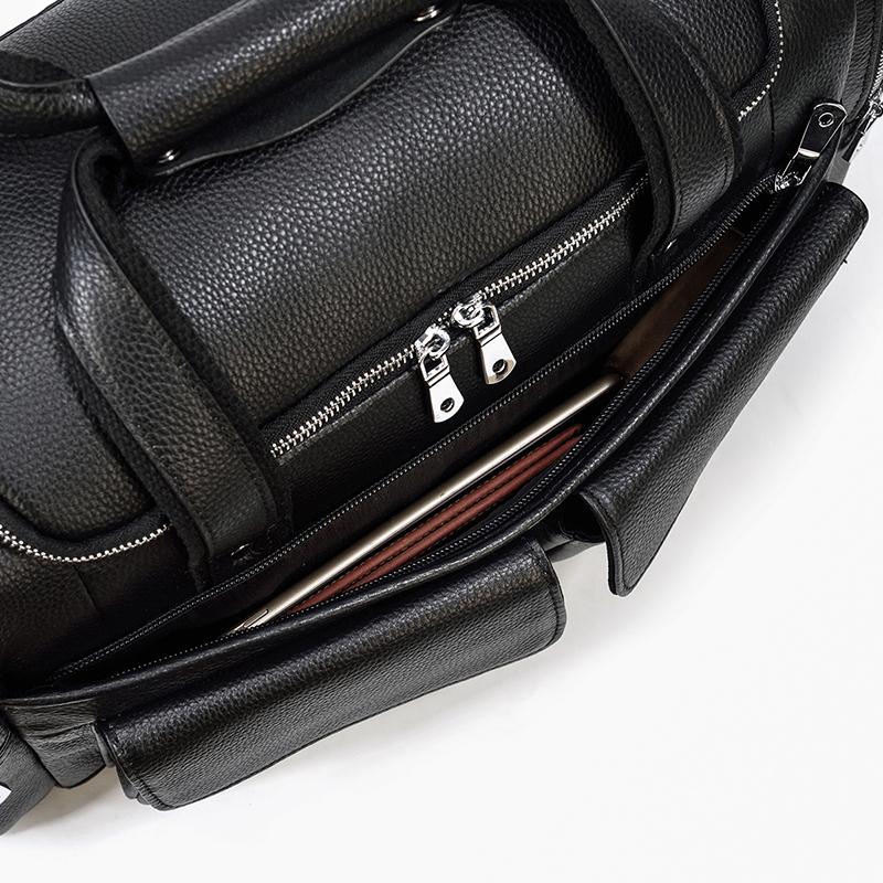 Sac de Voyage en Cuir Noir | CHARLEROI