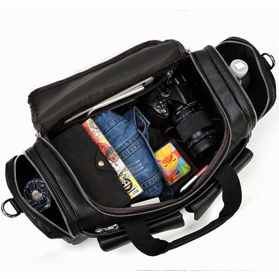 Sac de Voyage en Cuir Noir | CHARLEROI
