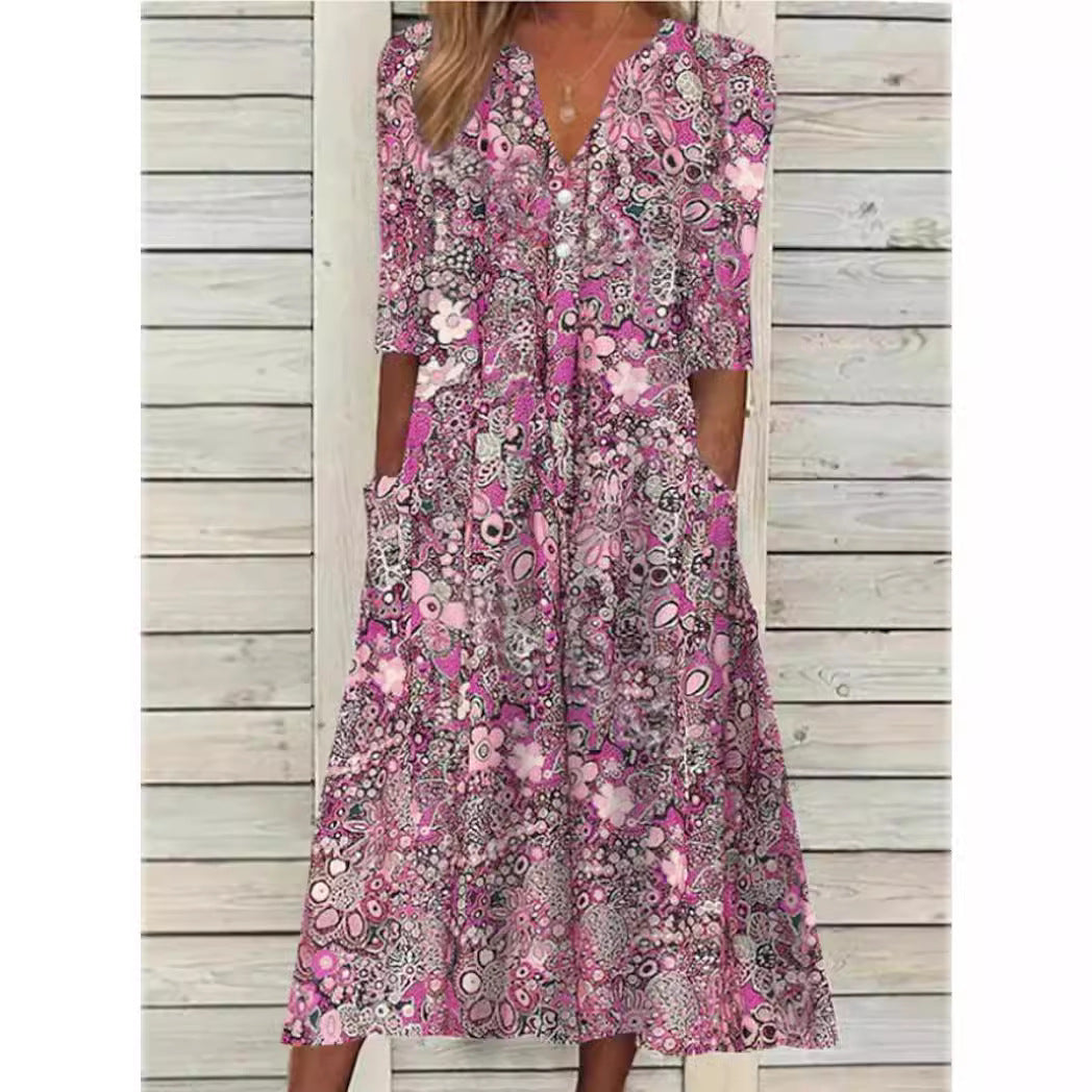 Andrea | Robe Chemise Fleurie Élégante