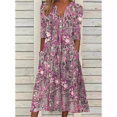 Andrea | Robe Chemise Fleurie Élégante