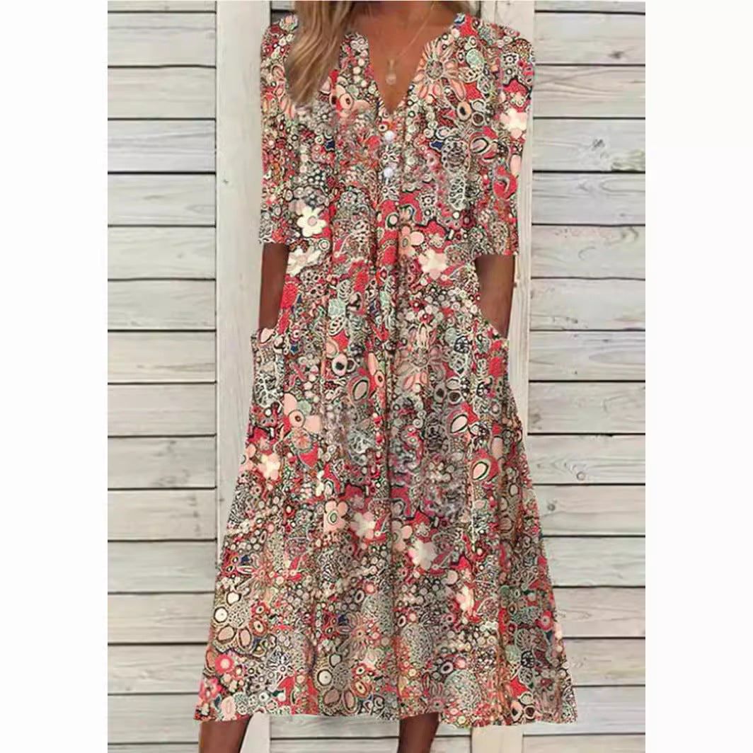 Andrea | Robe Chemise Fleurie Élégante
