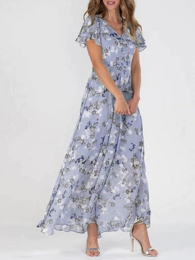Marit | Robe Maxi Fleurie à Col V Élégante