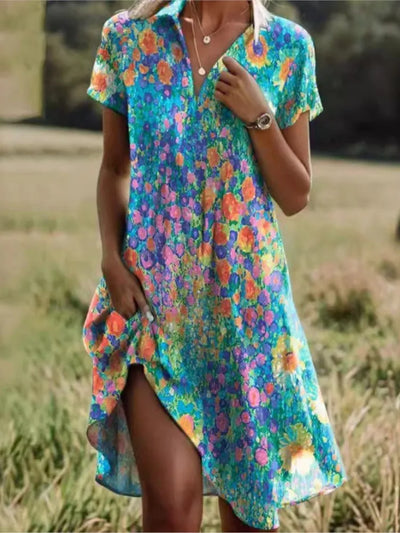 Carla™ | Robe Fleurie À Col V Avec Boutons Élégante