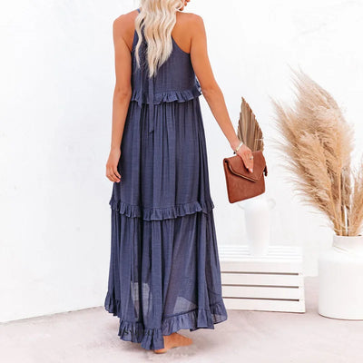 Sarah | Robe maxi avec volants et dos nu (Presque épuisé)