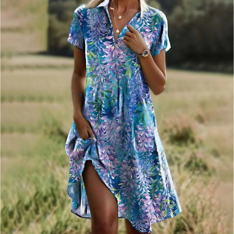 Carla™ | Robe Fleurie À Col V Avec Boutons Élégante
