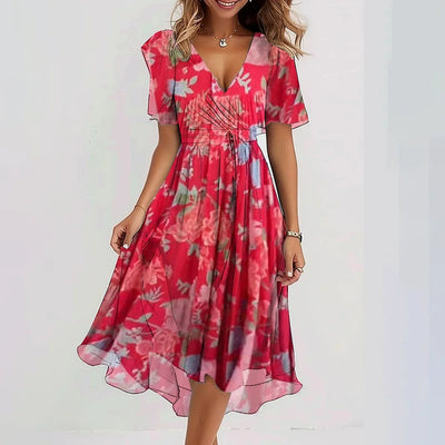 Linne | Robe Midi Fleurie Élégante