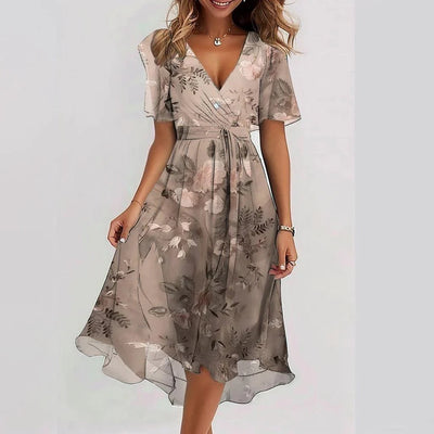 Linne | Robe Midi Fleurie Élégante