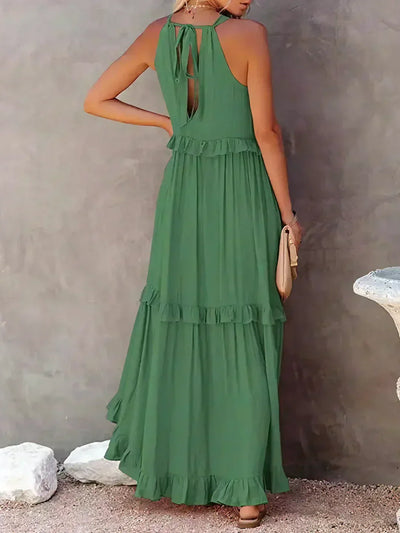 Sarah | Robe maxi avec volants et dos nu (Presque épuisé)